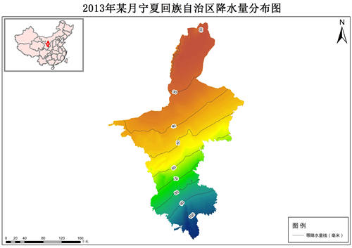 2013年宁夏回族自治区月降水量分布数据