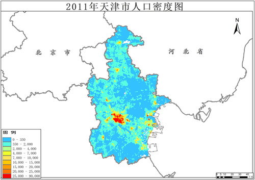 2011-2015年天津市人口密度格网数据
