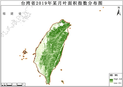 台湾省2019年叶面积指数逐月数据