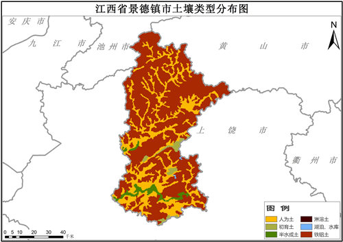 1995年江西省景德镇市土壤类型分布数据