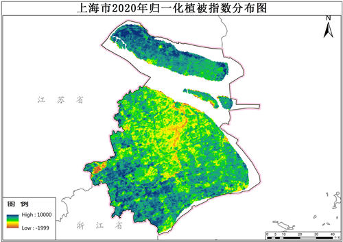 上海市2016-2020年归一化植被指数NDVI年产品