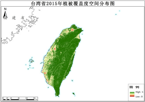 台湾省2011至2015年植被覆盖度年产品数据