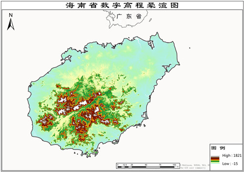 海南省90米SRTM数字高程数据