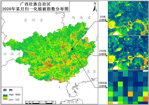 广西壮族自治区归一化植被指数（NDVI）10米逐月数据