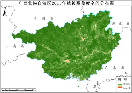 广西壮族自治区20​11至2015年植被覆盖度年产品