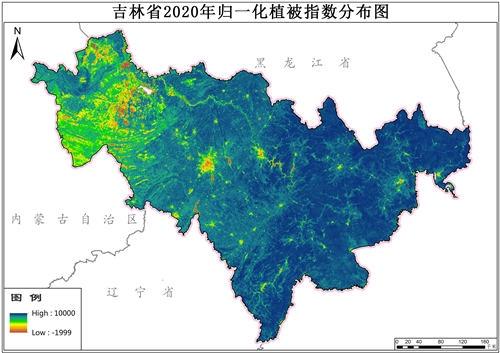 吉林省2016-2020年归一化植被指数NDVI年产品