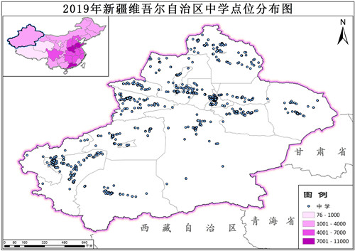 2019年新疆维吾尔自治区中学点位数据