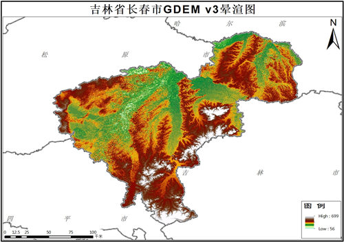 吉林省长春市GDEM V3高程数据