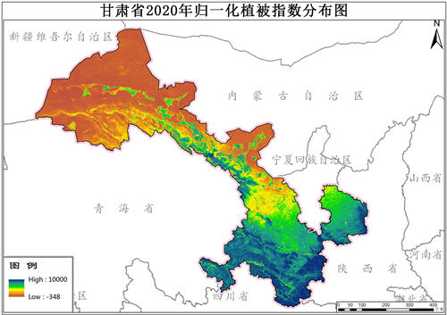 甘肃省2016-2020年归一化植被指数NDVI年产品