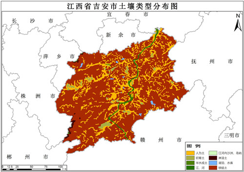 1995年江西省吉安市土壤类型数据