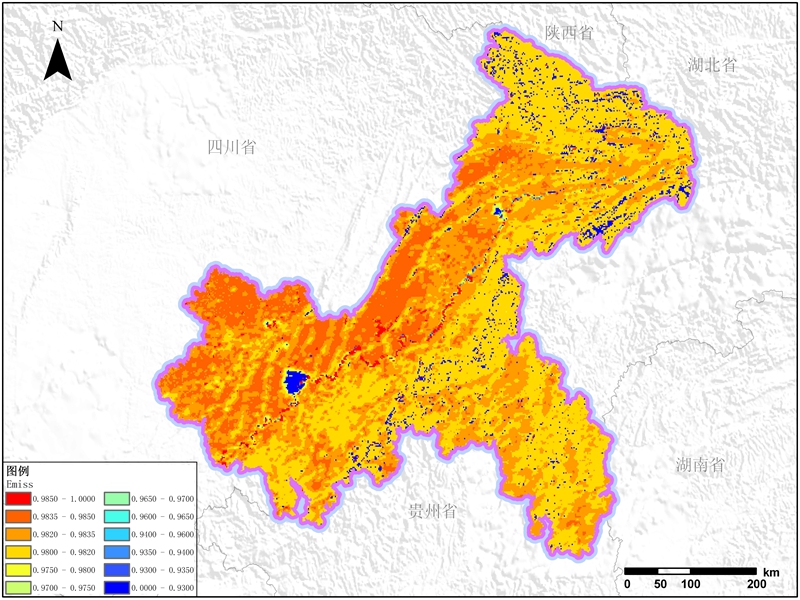 遥感数据反演重庆市比辐射率数据服务（Emiss）