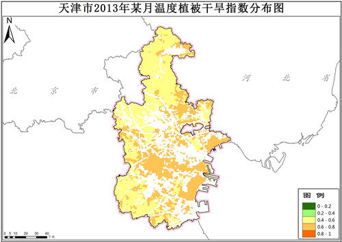 天津市2013年温度植被干旱指数TVDI逐月数据