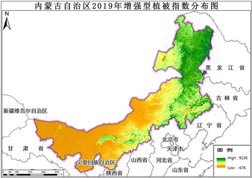 内蒙古自治区2019年增强型植被指数EVI数据