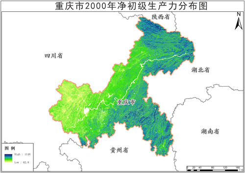 2000-2005年重庆市净初级生产力年产品