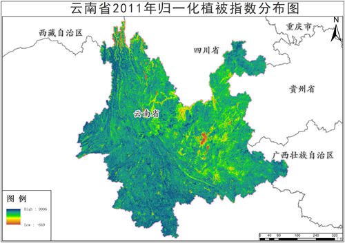 2011-2015年云南省归一化植被指数NDVI年产品