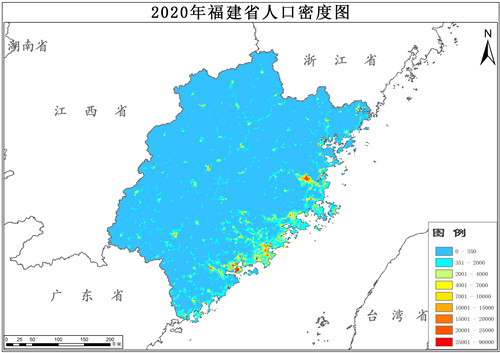 2016-2020年福建省人口密度格网数据