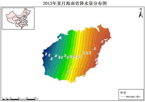 2013年海南省月降水量分布数据
