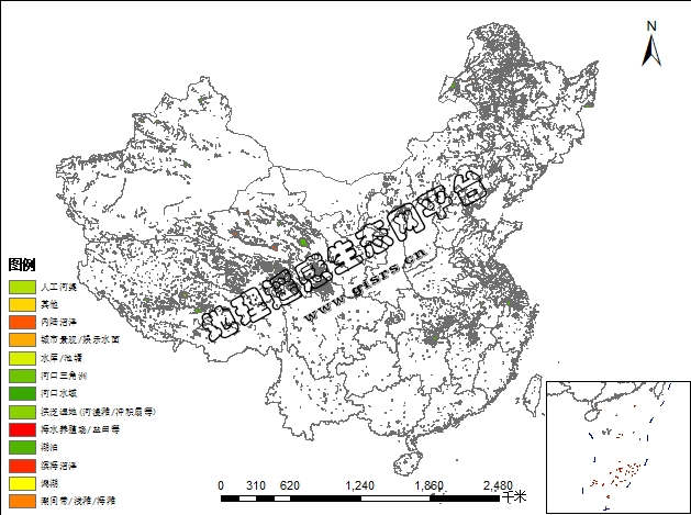 中国湿地沼泽分类分布数据集