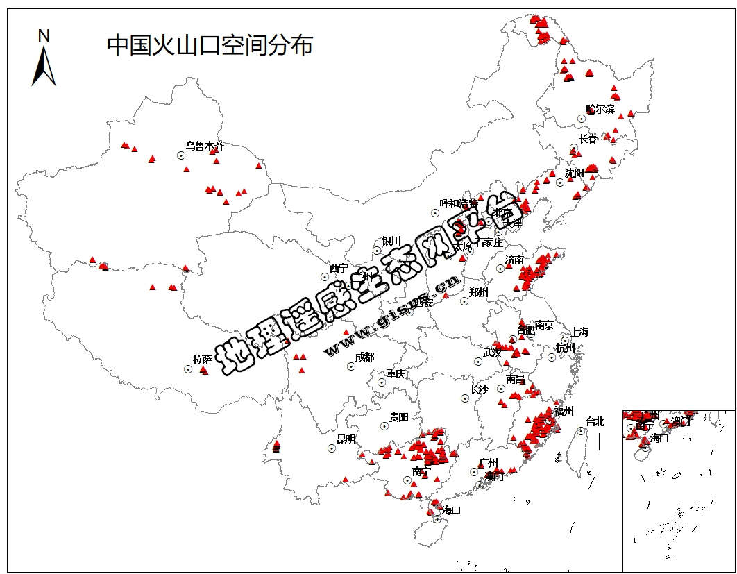 中国火山口分布分布数据