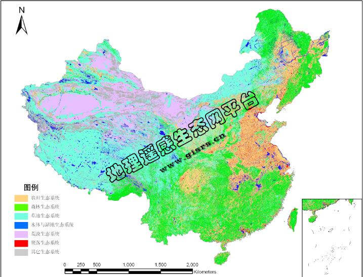 中国二级陆地生态系统类型空间分布数据