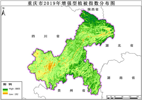 重庆市2019年增强型植被指数EVI数据