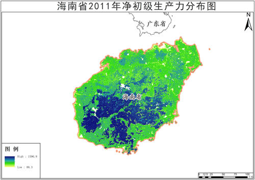 2011-2015年海南省净初级生产力年产品