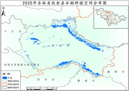 2020年吉林省水稻种植分布数据