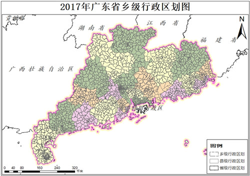 2017年广东省乡级行政区划数据