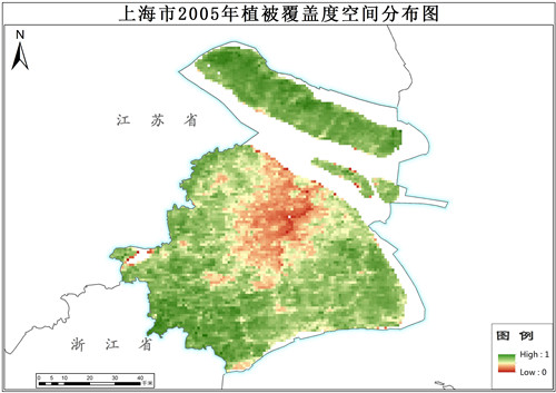 上海市2000至2005年植被覆盖度年产品数据