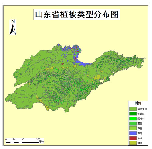 2001年山东省植被类型分布数据