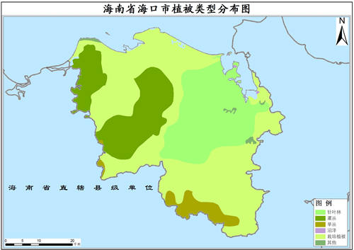 2001年海南省海口市植被类型分布数据