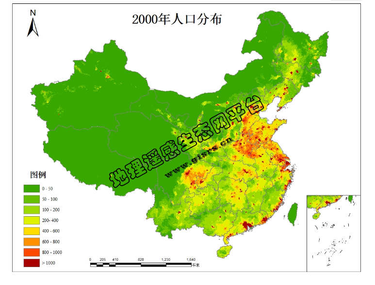 中国人口空间分布公里网格数据集