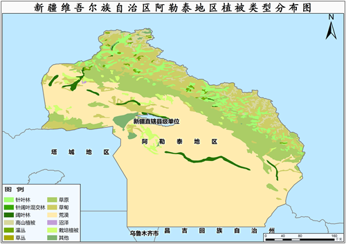 2000年新疆维吾尔族自治区阿勒泰地区植被类型