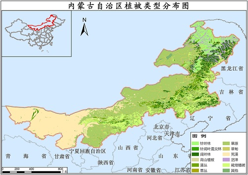 2020年内蒙古自治区植被类型分布数据