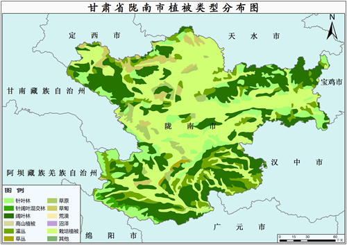 2000年甘肃省陇南市植被类型分布数据