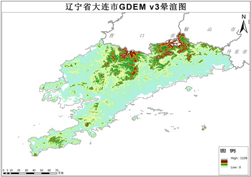 辽宁省大连市GDEM V3高程数据