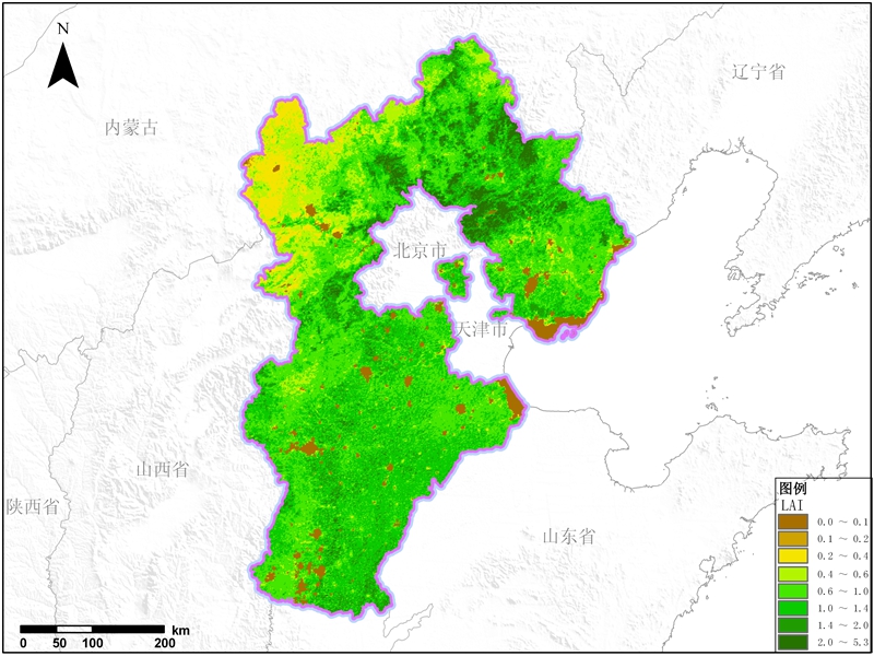 多种卫星遥感数据反演河北省叶面积指数（LAI）数据服务