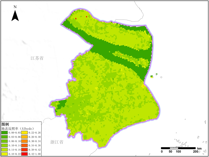 多种卫星遥感数据反演上海市地表反照率(Albebo)数据服务