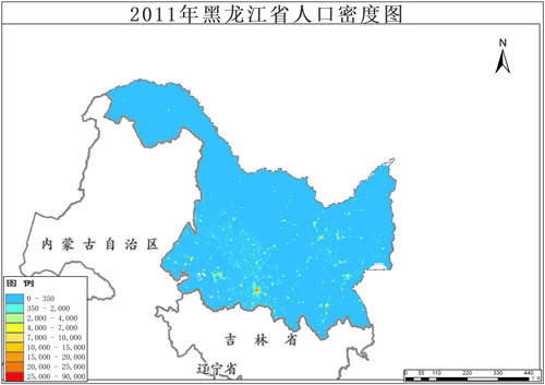 2011-2015年黑龙江省人口密度格网数据