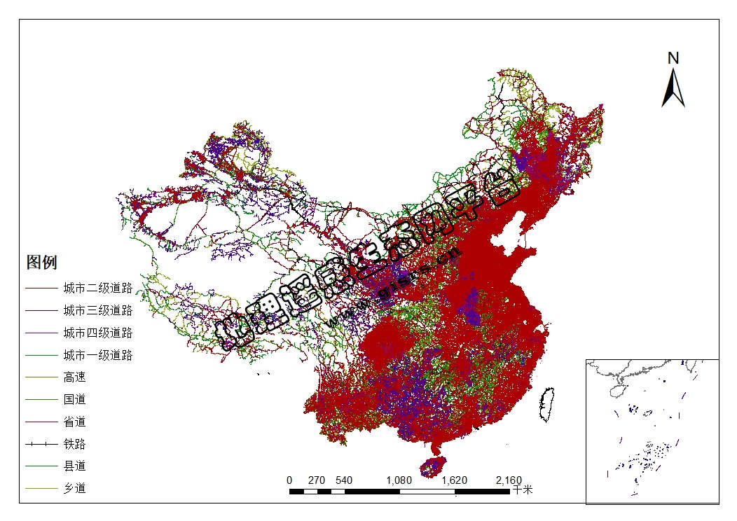 全国道路网空间分布数据
